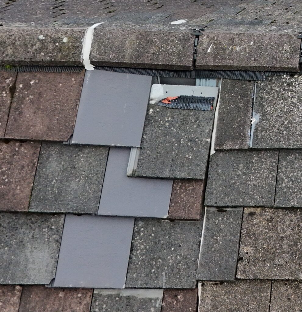 Poorly laid tiles on a roof